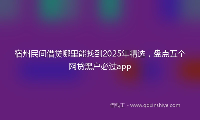 宿州民间借贷哪里能找到2025年精选，盘点五个网贷黑户必过app