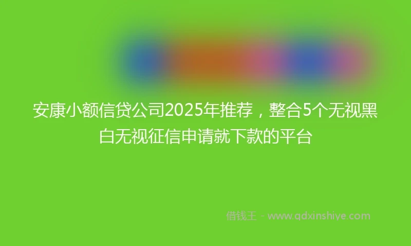 安康小额信贷公司2025年推荐，整合5个无视黑白无视征信申请就下款的平台