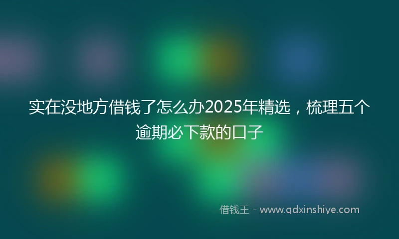 实在没地方借钱了怎么办2025年精选，梳理五个逾期必下款的口子