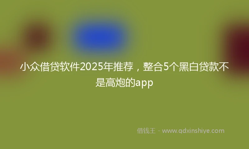 小众借贷软件2025年推荐，整合5个黑白贷款不是高炮的app
