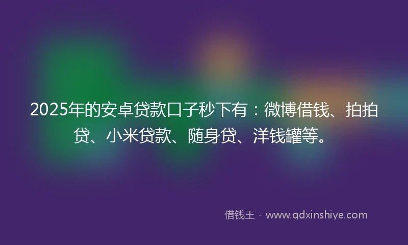 2025年的安卓贷款口子秒下有：微博借钱、拍拍贷、小米贷款、随身贷、洋钱罐等。