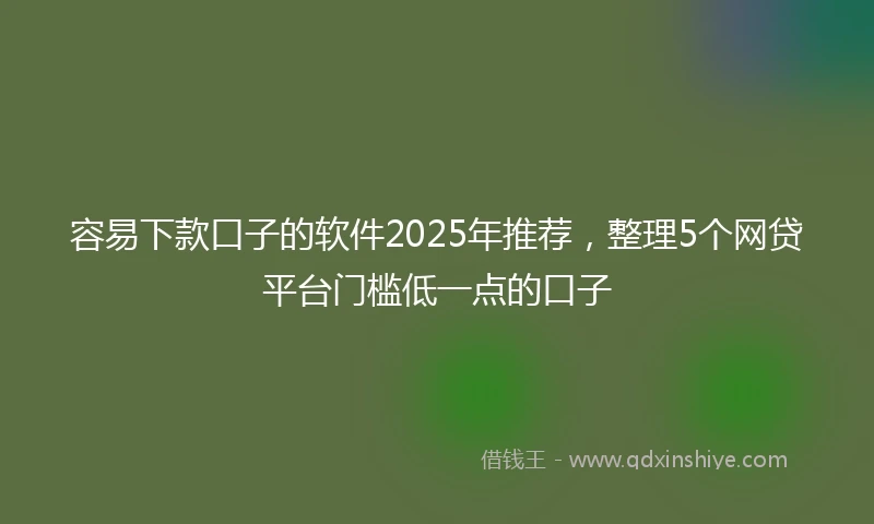 容易下款口子的软件2025年推荐，整理5个网贷平台门槛低一点的口子