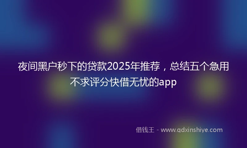 夜间黑户秒下的贷款2025年推荐，总结五个急用不求评分快借无忧的app