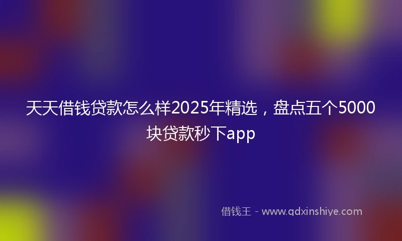 天天借钱贷款怎么样2025年精选，盘点五个5000块贷款秒下app