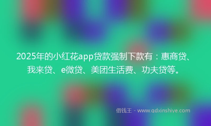 2025年的小红花app贷款强制下款有：惠商贷、我来贷、e微贷、美团生活费、功夫贷等。
