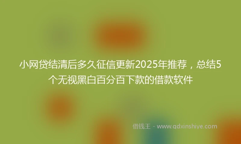 小网贷结清后多久征信更新2025年推荐，总结5个无视黑白百分百下款的借款软件