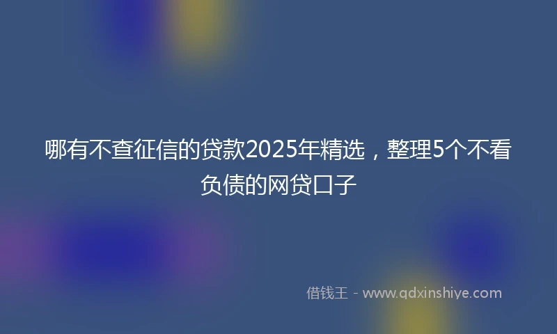 哪有不查征信的贷款2025年精选，整理5个不看负债的网贷口子