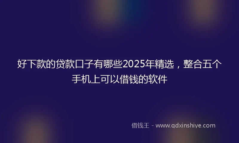 好下款的贷款口子有哪些2025年精选，整合五个手机上可以借钱的软件