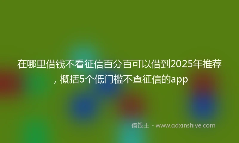 在哪里借钱不看征信百分百可以借到2025年推荐，概括5个低门槛不查征信的app