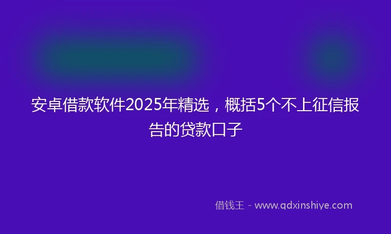 安卓借款软件2025年精选，概括5个不上征信报告的贷款口子