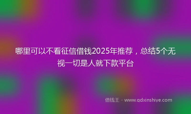 哪里可以不看征信借钱2025年推荐，总结5个无视一切是人就下款平台