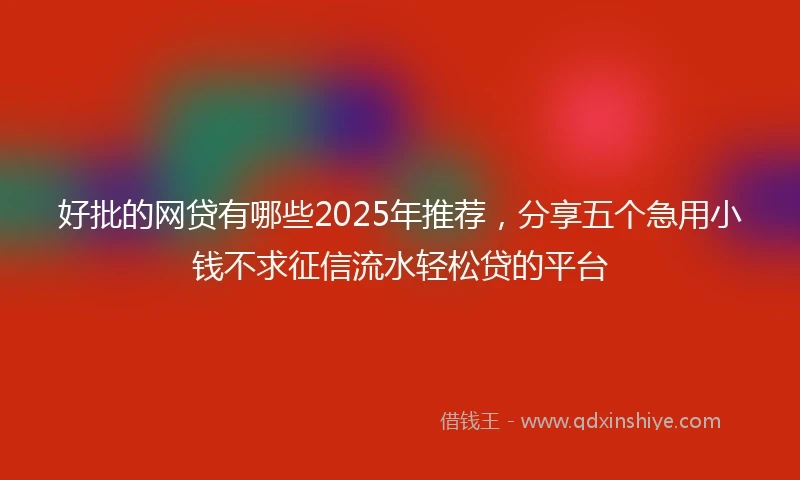 好批的网贷有哪些2025年推荐，分享五个急用小钱不求征信流水轻松贷的平台