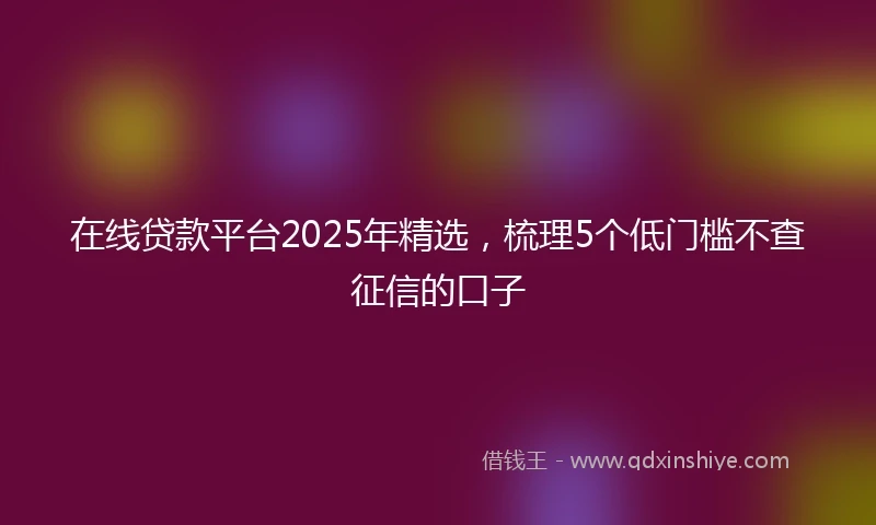 在线贷款平台2025年精选，梳理5个低门槛不查征信的口子