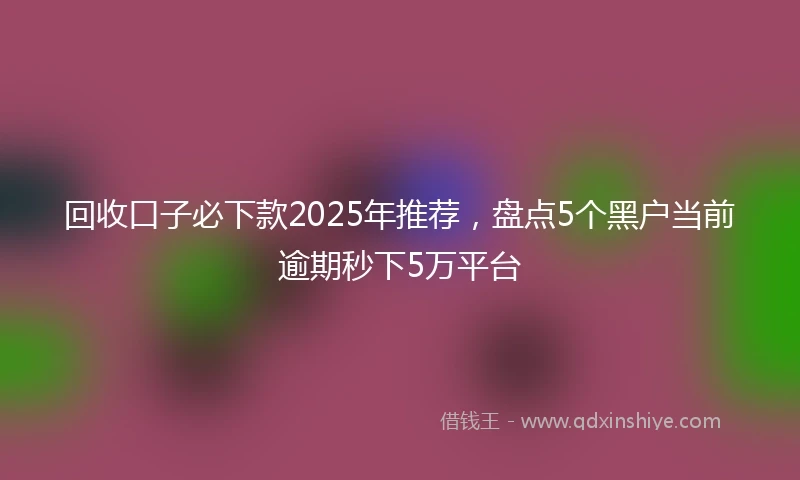 回收口子必下款2025年推荐，盘点5个黑户当前逾期秒下5万平台