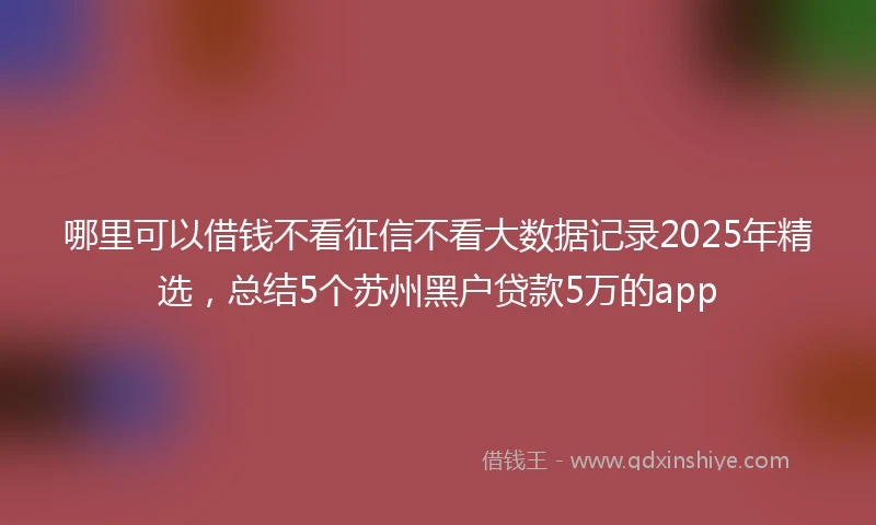 哪里可以借钱不看征信不看大数据记录2025年精选，总结5个苏州黑户贷款5万的app