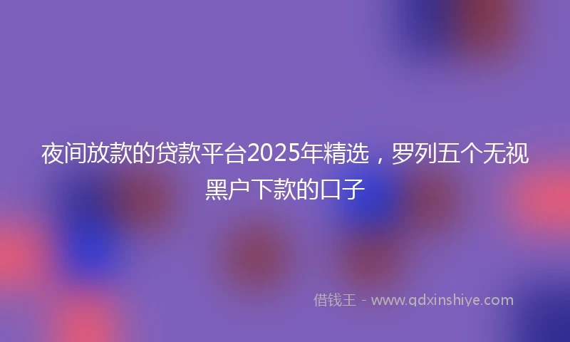 夜间放款的贷款平台2025年精选,罗列五个无视黑户下款的口子