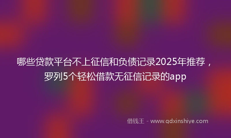 哪些贷款平台不上征信和负债记录2025年推荐，罗列5个轻松借款无征信记录的app