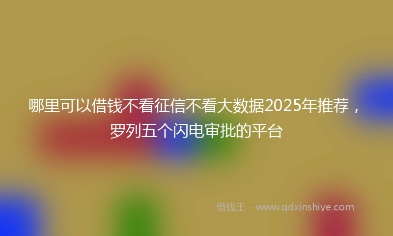 哪里可以借钱不看征信不看大数据2025年推荐，罗列五个闪电审批的平台