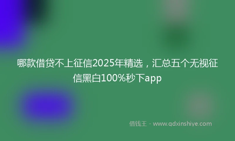哪款借贷不上征信2025年精选，汇总五个无视征信黑白100%秒下app