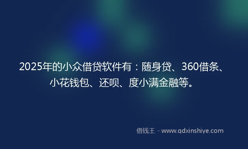 2025年的小众借贷软件有：随身贷、360借条、小花钱包、还呗、度小满金融等。