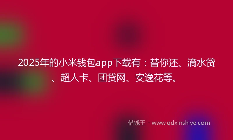 2025年的小米钱包app下载有：替你还、滴水贷、超人卡、团贷网、安逸花等。