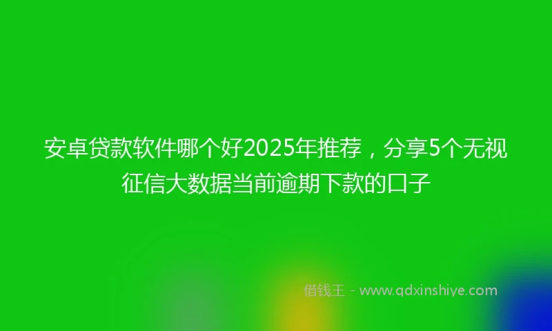 安卓贷款软件哪个好2025年推荐，分享5个无视征信大数据当前逾期下款的口子