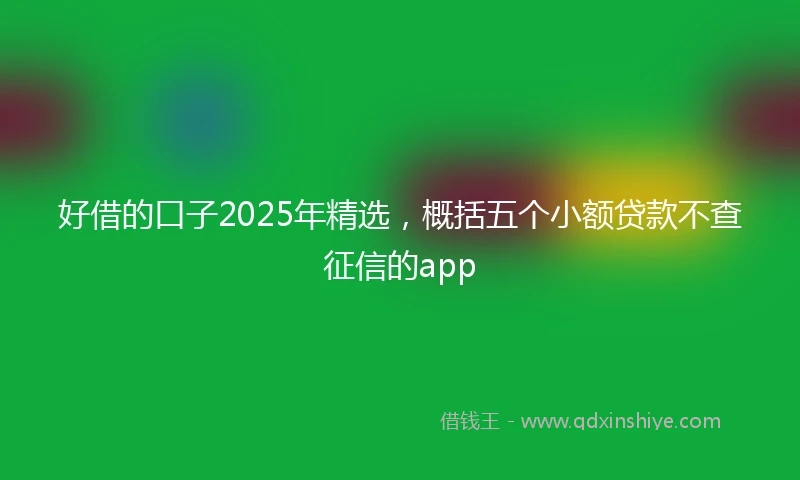 好借的口子2025年精选，概括五个小额贷款不查征信的app