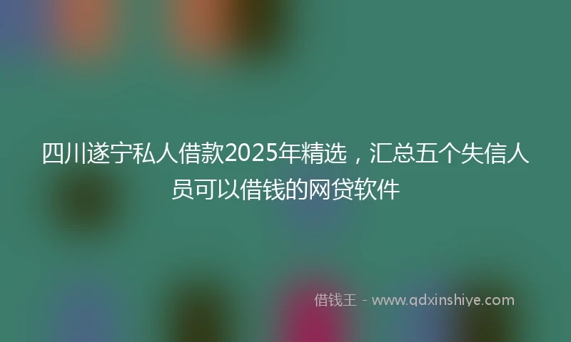四川遂宁私人借款2025年精选，汇总五个失信人员可以借钱的网贷软件