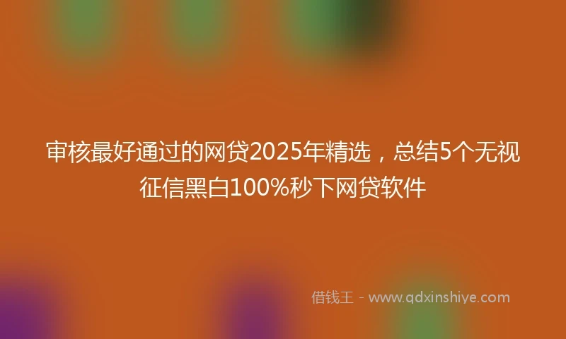 审核最好通过的网贷2025年精选，总结5个无视征信黑白100%秒下网贷软件