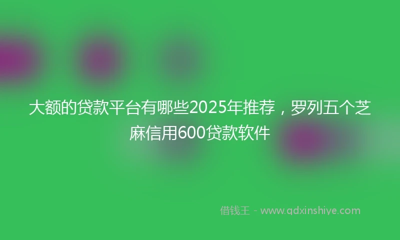 大额的贷款平台有哪些2025年推荐，罗列五个芝麻信用600贷款软件