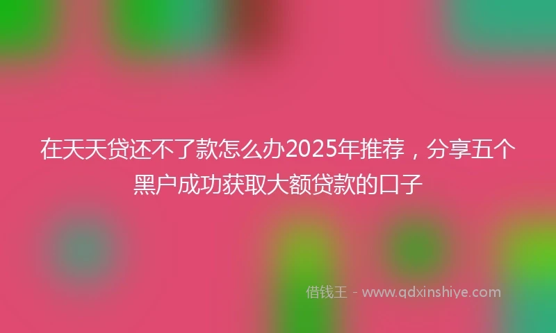 在天天贷还不了款怎么办2025年推荐，分享五个黑户成功获取大额贷款的口子