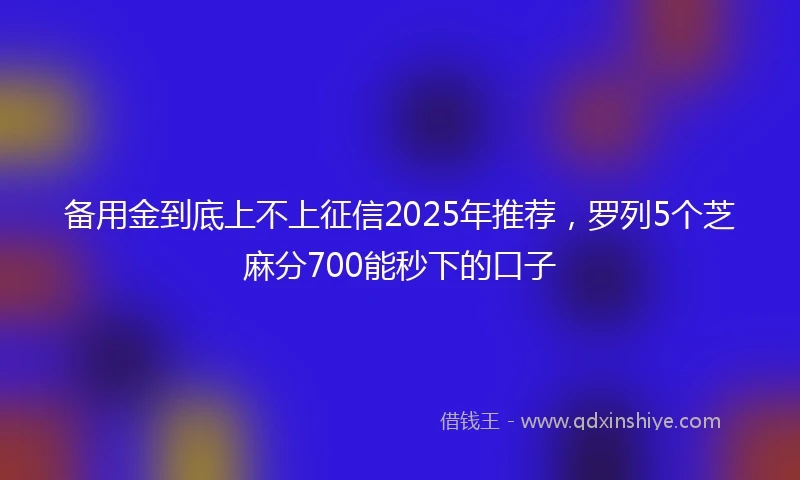 备用金到底上不上征信2025年推荐，罗列5个芝麻分700能秒下的口子
