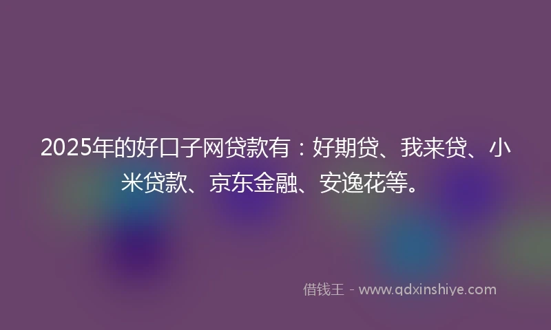 2025年的好口子网贷款有：好期贷、我来贷、小米贷款、京东金融、安逸花等。