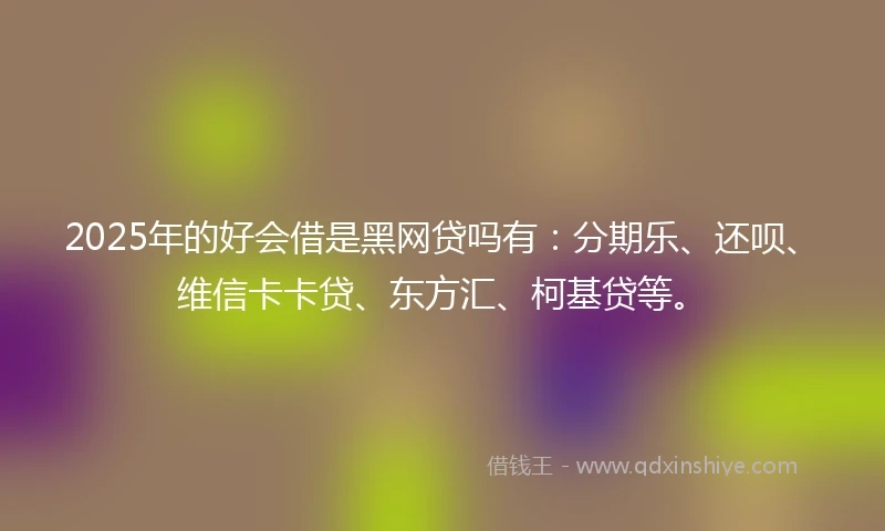 2025年的好会借是黑网贷吗有：分期乐、还呗、维信卡卡贷、东方汇、柯基贷等。