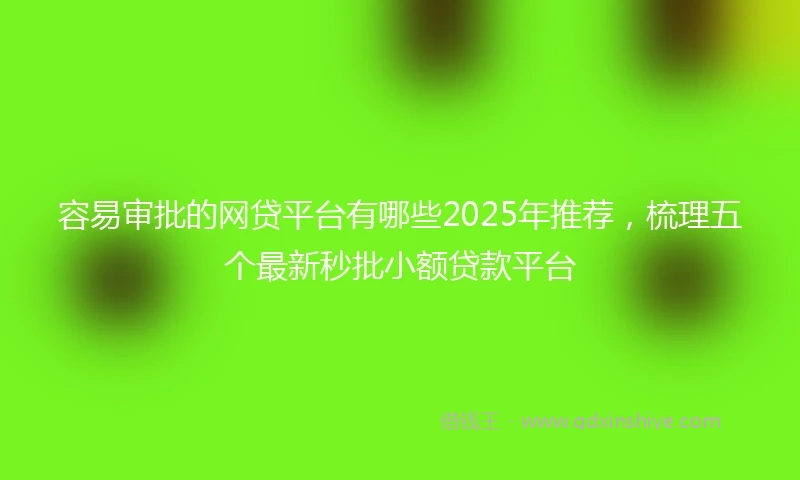 容易审批的网贷平台有哪些2025年推荐，梳理五个最新秒批小额贷款平台