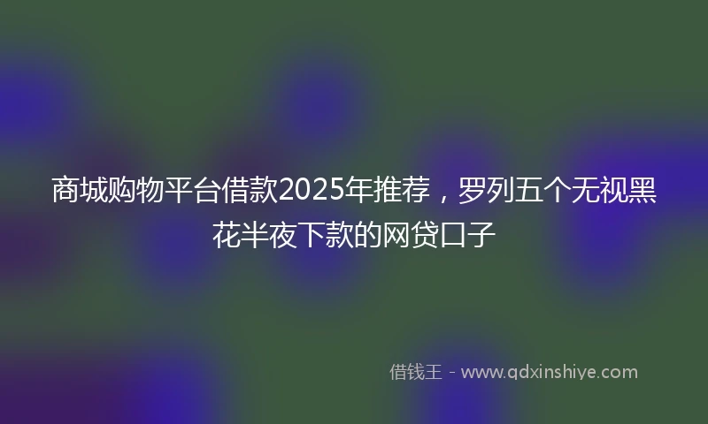 商城购物平台借款2025年推荐，罗列五个无视黑花半夜下款的网贷口子