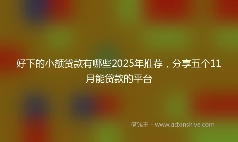好下的小额贷款有哪些2025年推荐，分享五个11月能贷款的平台