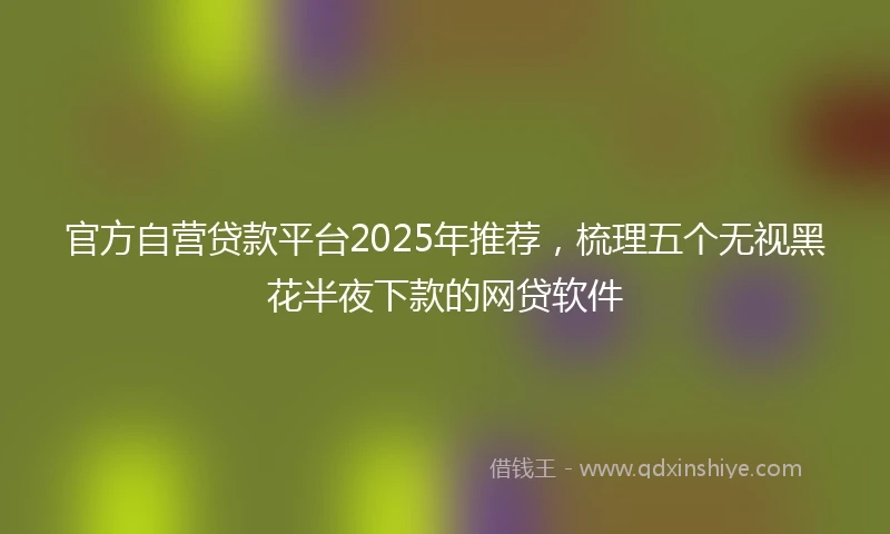 官方自营贷款平台2025年推荐，梳理五个无视黑花半夜下款的网贷软件