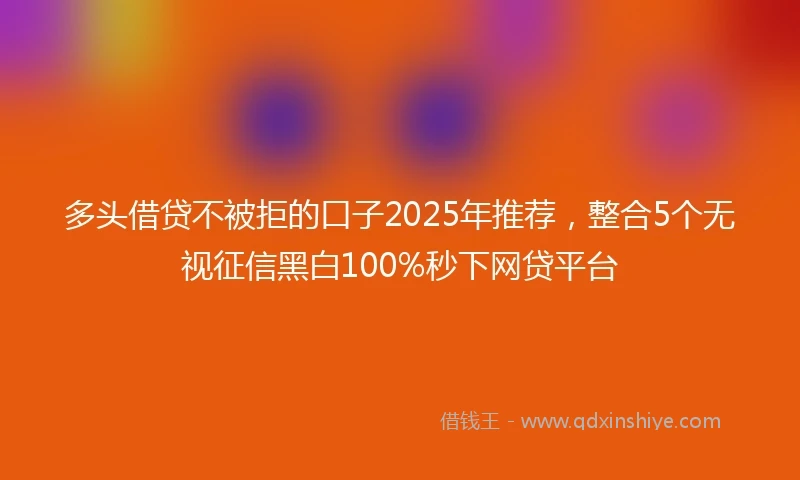 多头借贷不被拒的口子2025年推荐，整合5个无视征信黑白100%秒下网贷平台