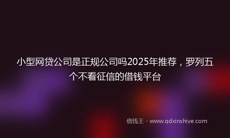 小型网贷公司是正规公司吗2025年推荐，罗列五个不看征信的借钱平台