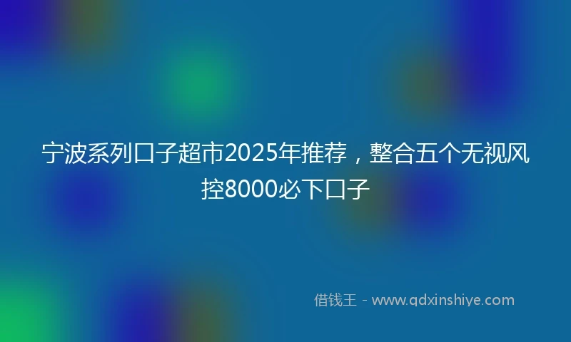 宁波系列口子超市2025年推荐，整合五个无视风控8000必下口子