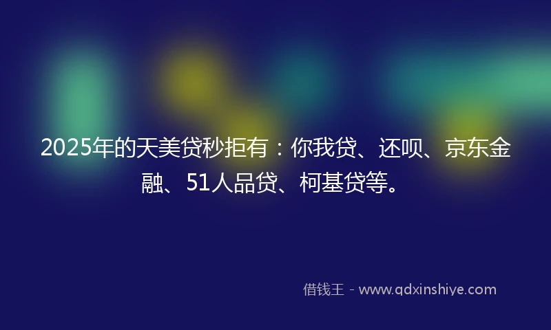 2025年的天美贷秒拒有：你我贷、还呗、京东金融、51人品贷、柯基贷等。