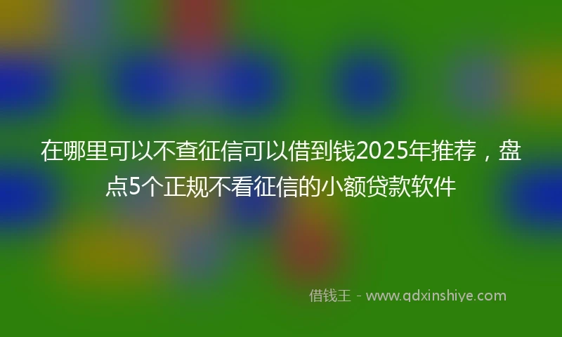 在哪里可以不查征信可以借到钱2025年推荐，盘点5个正规不看征信的小额贷款软件