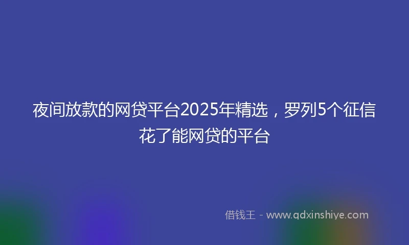 夜间放款的网贷平台2025年精选，罗列5个征信花了能网贷的平台