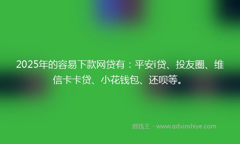 2025年的容易下款网贷有：平安i贷、投友圈、维信卡卡贷、小花钱包、还呗等。