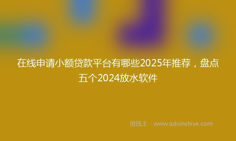 在线申请小额贷款平台有哪些2025年推荐，盘点五个2024放水软件