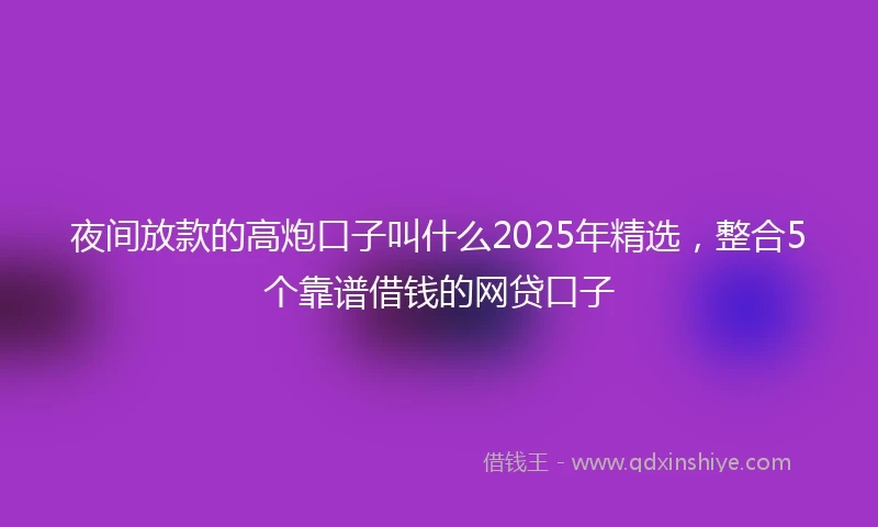 夜间放款的高炮口子叫什么2025年精选，整合5个靠谱借钱的网贷口子