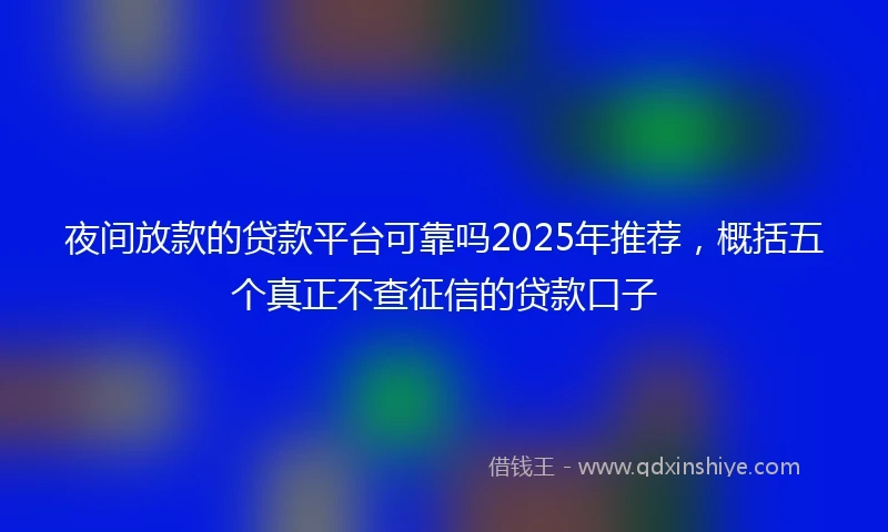 夜间放款的贷款平台可靠吗2025年推荐，概括五个真正不查征信的贷款口子