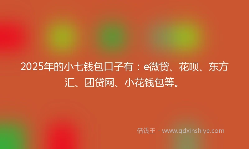 2025年的小七钱包口子有：e微贷、花呗、东方汇、团贷网、小花钱包等。