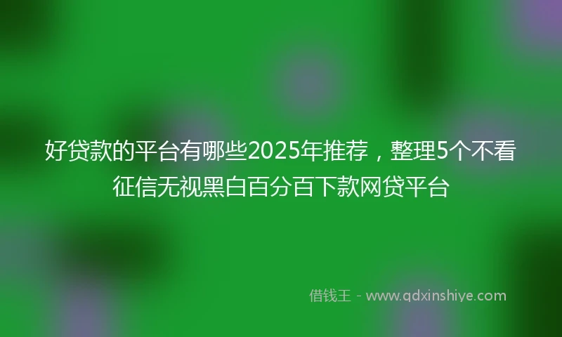 好贷款的平台有哪些2025年推荐，整理5个不看征信无视黑白百分百下款网贷平台
